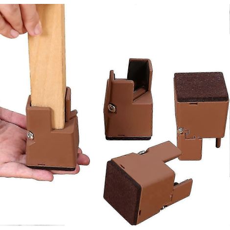 Rehausseur de siège réglable avec clips à vis, rehausseur de canapé-lit robuste de 5 cm de haut (marron, ensemble de 4 pièces) (1/5)