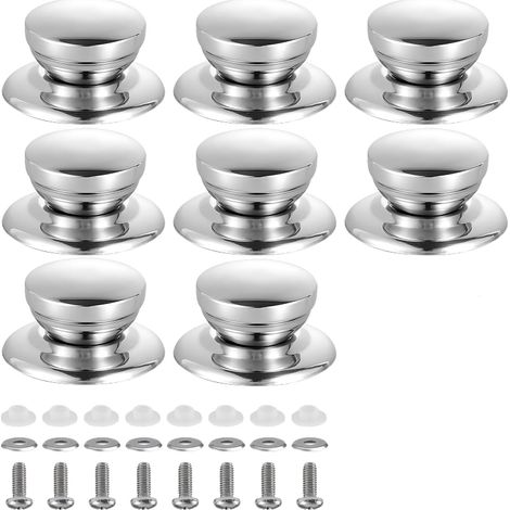 Lot de 8 poignées de couvercle en acier inoxydable, boutons universels avec vis, compatibles avec la plupart des casseroles, poêles et couvercles en verre. (1/5)