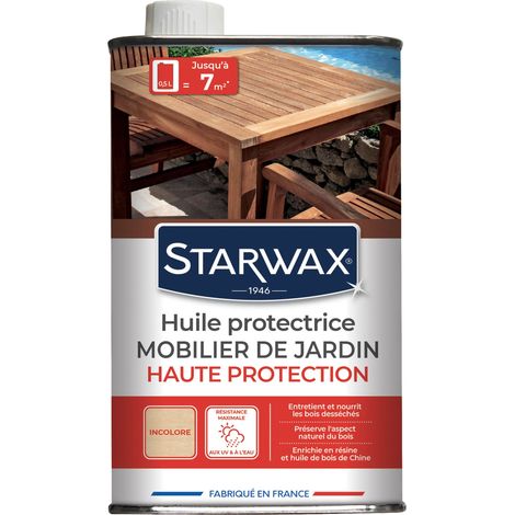 Huile protectrice formule enrichie pour mobilier de jardin en bois 500ml  STARWAX