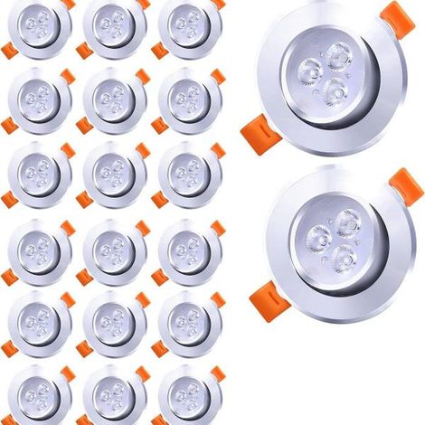 Paquet avec 20 spots LED intégrés 3W kallvit 6000K 245LM KLB (1/5)