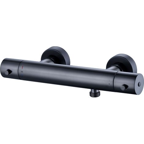BERNSTEIN - Robinet de douche thermostatique mural Noir mat 30x7cm (LxP), protection antibrûllures + fonction corps frois - 4021 (1/2)