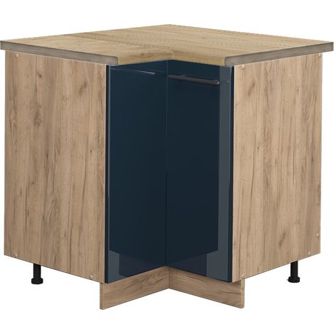 Mobile ad angolo cucina Fame-Line, Blu scuro lucido, 80.5 cm , PL Rovere, Vicco