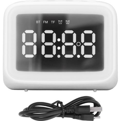 Radiowecker mit TF-Player, 2-stufiger LED-Spiegelleuchte für Schlafzimmer oder Büro, Weiß (1/5)