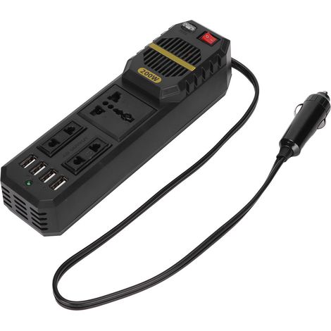 Convertisseur de tension 12 V vers 220 V pour voiture, 200 W, avec adaptateur pour batterie (1/5)
