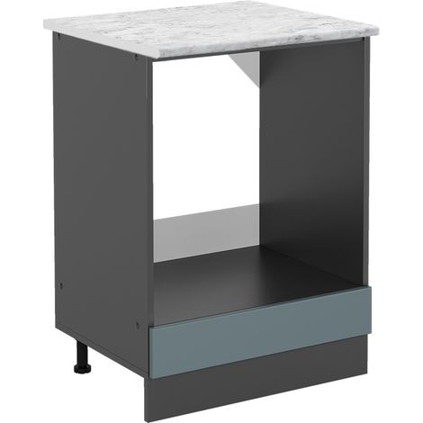 Herdumbauschrank R-Line, Blau-Grau, 60 cm AP Marmor, Vicco