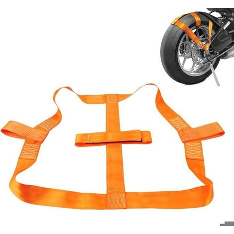 Sangle d'arrimage pour roue arrière de moto – Polyester haute résistance – Charge max 1000 kg – Fixation sécurisée sur rem (1/5)