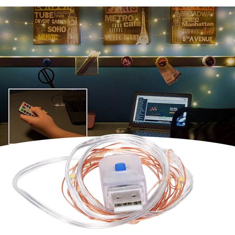 USB-Lichterketten aus Kupferdraht mit Fernbedienung, LED-Lichterketten aus Kupferdraht, dekorative sternförmige Lichterketten für den Innenbereich. (1/5)