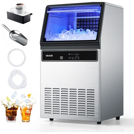 VEVOR Machine a Glacons Autonome pour Bar Cafe, Capacite de Production 59 kg/24 h et Capacite de Stockage 15 kg, 45 Glacons par Cycle, Affichage LED et Fonction Autonettoyante, avec Pompe de Vidange