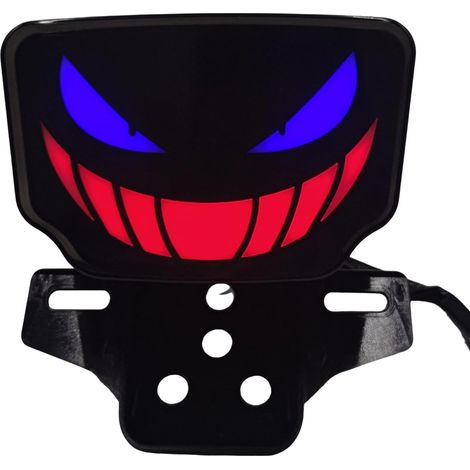 Feu Arrière Moto,12V Lampe De Clignotant Pièces De Modification Lampe Arrière LED avec Visage Terrifiant,Pour Conduite De Nuit En Extérieur Sur Autoroute Faible Visibilité (1/5)