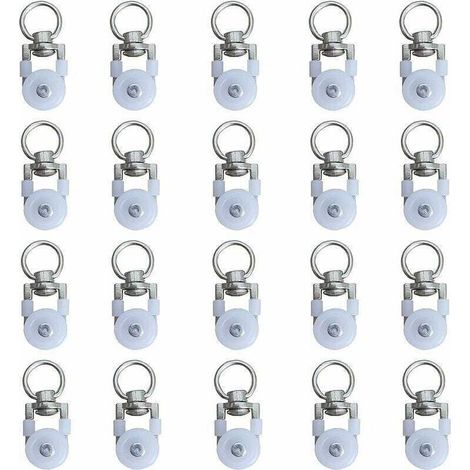 Lot de 20 roulettes pour tringle à rideau, poulies silencieuses, pour double rideau de fenêtre
