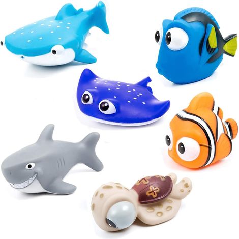 jouets De Bain Ocan Pour Bb, 6 Pcs Jouets De Animaux Diffrents Jeu De Bain Gicleurs Rigolos Pour Baignade De Bb Flotteur Squeeze Lavage Nager Plon (1/5)