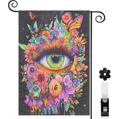 Drapeau de jardin Bienvenue en tissu polyester durable 30 x 45 cm double face décoration extérieure (1/5)
