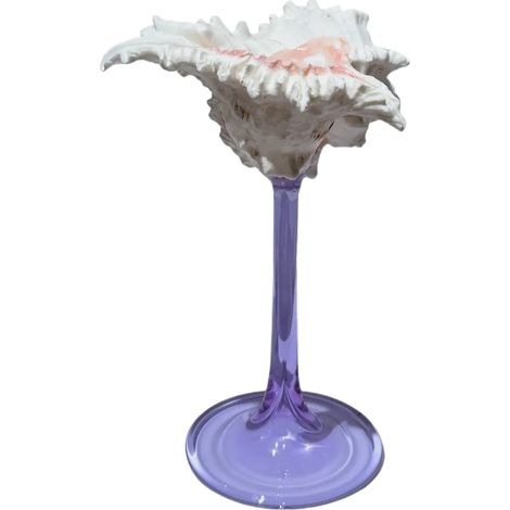 Verre à vin à pied en coquillage naturel, verre artistique en coquillage irrégulier, décoration intérieure.