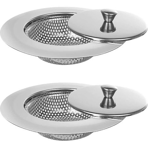 Set di 2 filtri per lavello per la protezione dello scarico con coperchio in acciaio inox, NUODWELL, resistenti alla ruggine e alla corrosione, design ergonomico, per vasca da bagno, pavimento, bagno  (1/5)