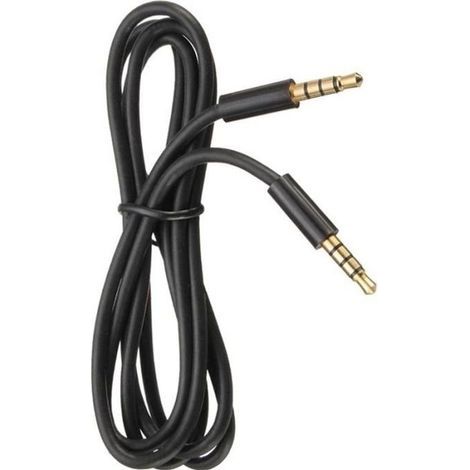 Câble audio jack 3,5 mm mâle-mâle 4 pôles plaqué or noir — cordon auxiliaire stéréo (1/4)