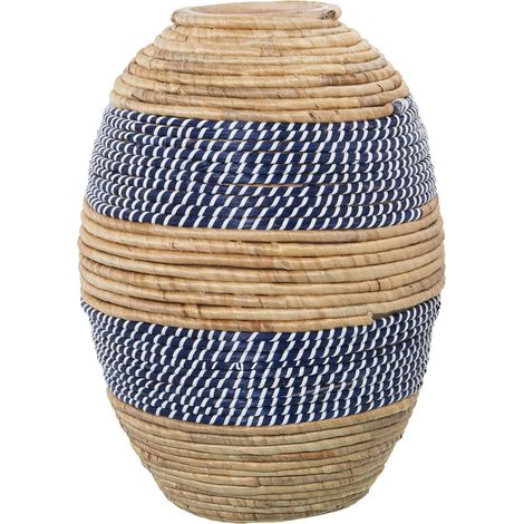 Vase de Sol en Herbe de mer en Naturel et Bleu 30x42cm