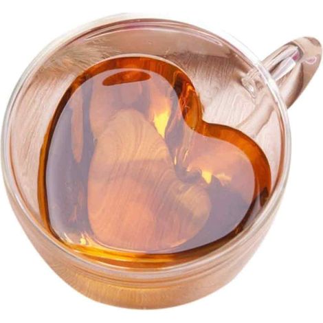 Tasse À Café En Verre À Double Paroi - Forme De Cœur - Verre Borosilicate Isolant - 180 Ml (1/5)