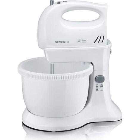 Severin hm 3810 sbattitore elettrico 300w da 3 litri con ciotola, mixer cucina con fruste e ganci, sbattitore elettrico con ciotola, 5 livelli di velocità e tasto turbo, bianco (1/5)