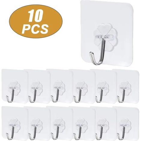 Wandhaken, selbstklebend, transparentes Design, 10Pcs Haken (1/2)