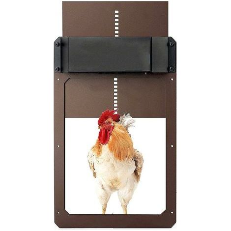 Porte de poulailler Automatique, Alimenté par pile, Détection de la lumière, Porte Automatique poulailler, Trappe poulailler, Brun One Size - (1/3)