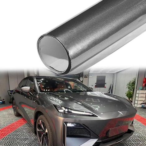 Autofolie Grau Glänzend Metallic 30x152cm Car Wrapping Tuning Folie Wasserfest UV-Beständig (1/5)