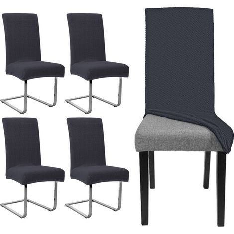 SWANEW Copri sedia espandibile per sedie da pranzo Protezione per sedie grigio. 4 pezzi (1/5)