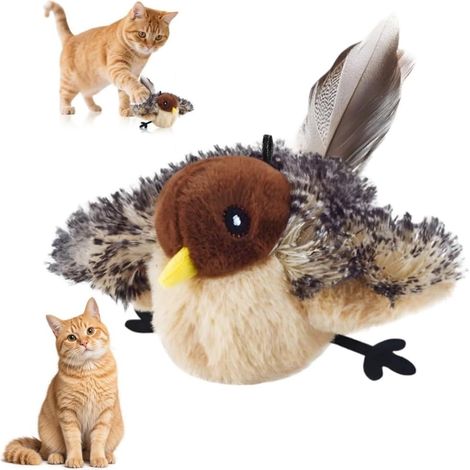 Cat Toy Bird Flying Electric, Interactive Cat Toy Electric, Intelligence Rechargeable Cat Toy, Plush Toy Flapping Bird Cat Toy with Catnip (C) (C1) (1/5)