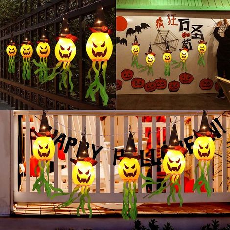 Lanterne Fantôme LED Halloween pour Décoration Maison et Fête - Chapeau de Sorcier Lumineux (1/5)