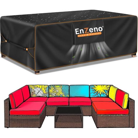Housse Salon de Jardin Exterieur,Housse Table de Jardin Imperméable,420D Tissu Oxford ,Bache Protection pour Meubles avec évent(200x160x74cm) (1/5)