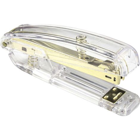 Cette agrafeuse simple, de couleur dorée, est dotée d'une prise en main confortable et d'une conception portative en métal acrylique, ce qui la rend adaptée aussi bien à une utilisation au bureau qu'à