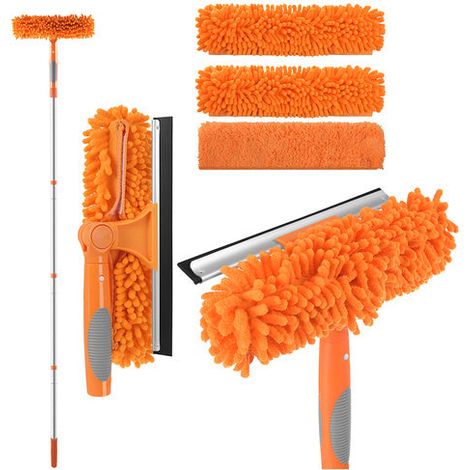 Teleskop-Fensterreiniger 1,8 m, 3-in-1-Set mit Abzieher