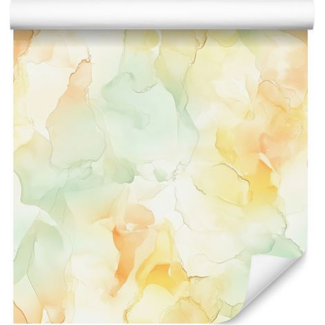 Papier peint crème, blanc et citron vert pour salon et chambre 50x1000 cm (1/5)