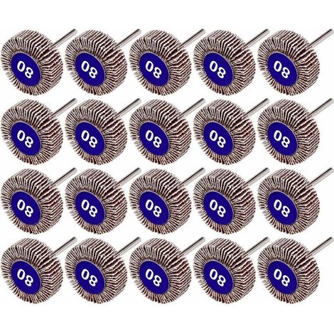 Roue à Lamelles Brosse, roue et abrasif de perceuse 80 Grains Ponçage de Disque de Roue à Lamelles 20 Pcs