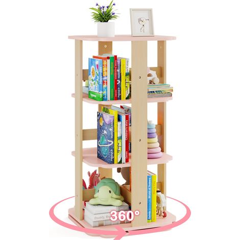 COSTWAY Libreria Girevole per Bambini, Scaffale per Libri in Legno a 3 Livelli con 12 Scomparti, Libreria Angolare e Salvaspazio per Camera da Letto, Studio e Soggiorno, 48 x 48 x 95,5 cm (1/5)