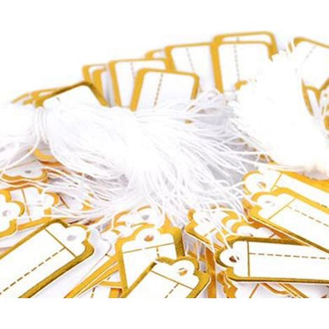 400 étiquettes de prix en papier pour bijoux avec ficelle de suspension, étiquettes de marquage pour vêtements, étiquettes vierges pour laboratoire (1/4)