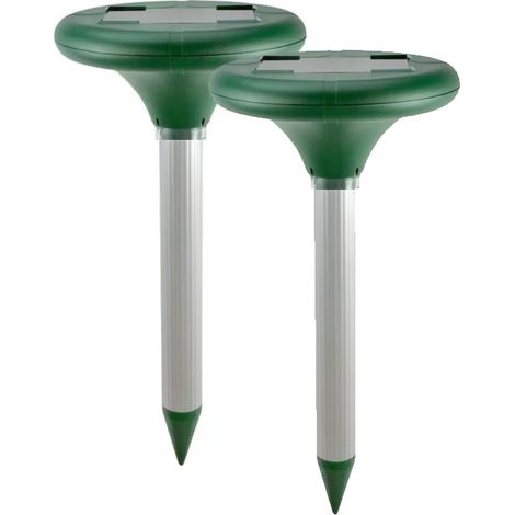 Lot de 2 appareils solaires anti-nuisibles, pied en aluminium, fréquence ultrasonore 1000 Hz, répulsif pour jardin et extérieur (1/5)