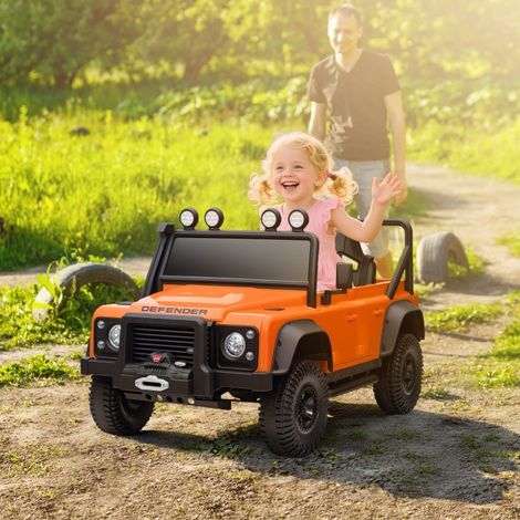 Coche eléctrico infantil Land Rover Defender 110 SVX 12V con mando naranja HAVRYA (1/4)