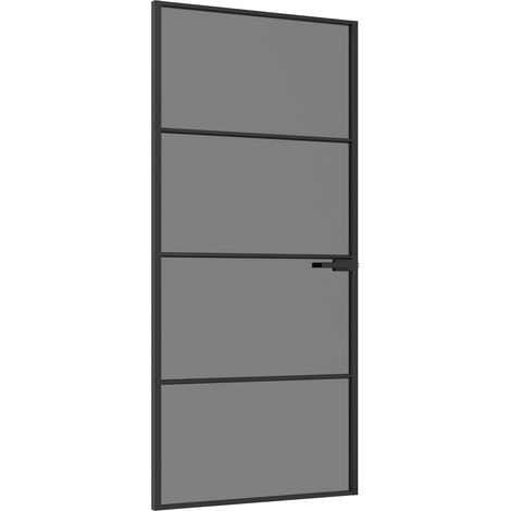 Interior Door 93 x 201.5 cm Tempered Glass and Aluminium vidaXL