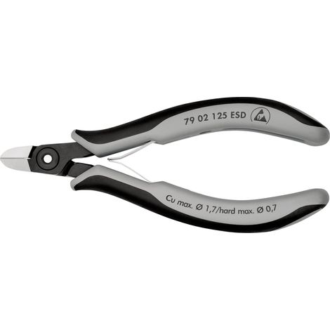 KNIPEX 79 02 125 ESD Alicates de precisión de corte diagonal para electrónica ESD con mangos multicomponentes Barnizados 125 mm