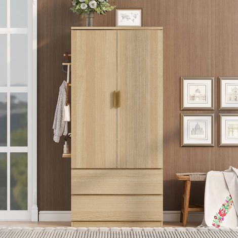 Armoire Enfant 1 Porte 70x50x170 cm, avec Tiroirs et Panneau Perforé Métal - Dressing Rangement, Multifonctionnel Moderne Effet Bois (1/5)