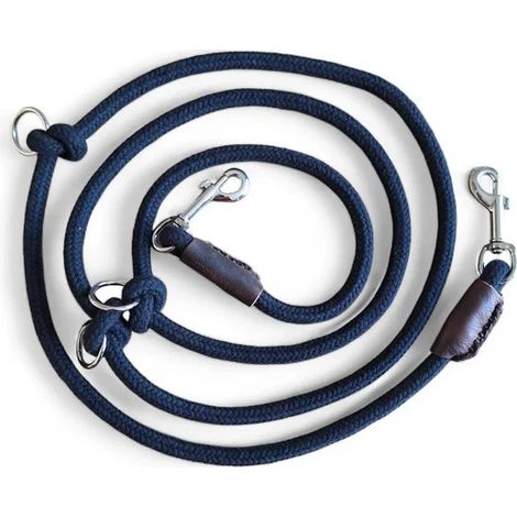 Laisse Réglable pour Chien en Corde de Coton Biologique Noir 2,50 m - PANGIVO (1/2)