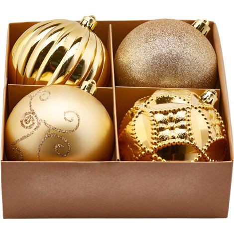 Palline per albero di Natale colore oro decorato decorazione natalizia -4 palline da Ø 10 cm (1/3)