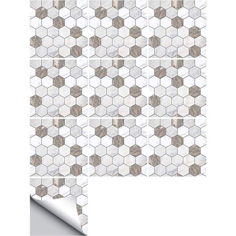 10 adesivi per piastrelle, autoadesivi, impermeabili, in PVC, a mosaico quadrato in stile vittoriano retrò, per decorare casa, soggiorno, camera da letto, cucina e bagno, 15×15 cm. (1/4)