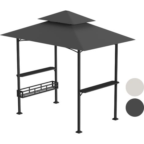 Jiubiaz Gazebo barbecue, gazebo per grigliate, gazebo da giardino, tenda da sole per barbecue da giardino 238 x 148 x 250 cm Grigio