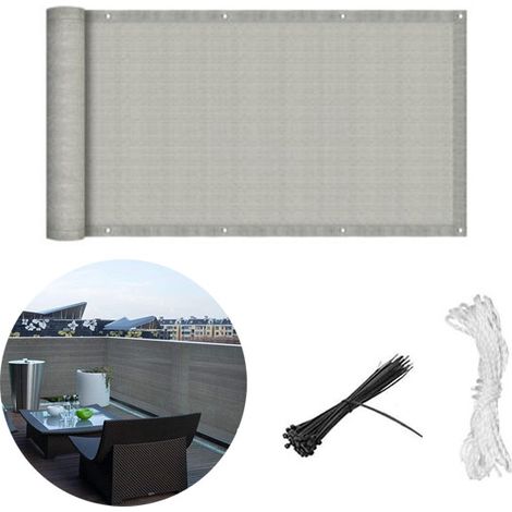 0,9x3 mètres, écran de confidentialité clôture décorative, perméable, toile d'ombrage gris pour l'extérieur, pour balcon (1/5)