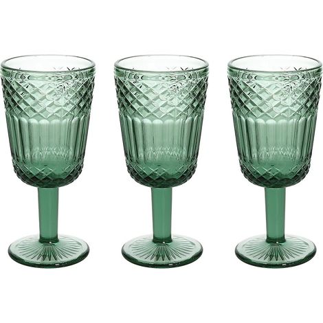 Lot de 3 verres à pied 270 cc, verre vert (1/3)