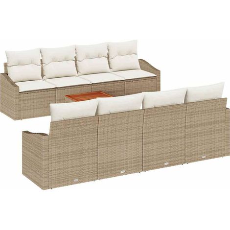 Maison Exclusive - Gartensofa-set mit Kissen 9 pcs Beige Poly-Rat