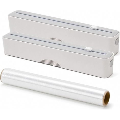 Derouleur Film Alimentaire, 2 Pièces Distributeur Film Alimentaire, Distributeur Papier Aluminium et Film avec 90m Film Plastique, Magnétique Coupe Film Alimentaire, Organisateur De Cuisine (1/5)