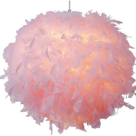 Paralume in piuma per lampada a sospensione, lampada da tavolo, lampada da terra. Morbido paralume in piuma per soggiorno, camera da letto (rosa) (1/5)
