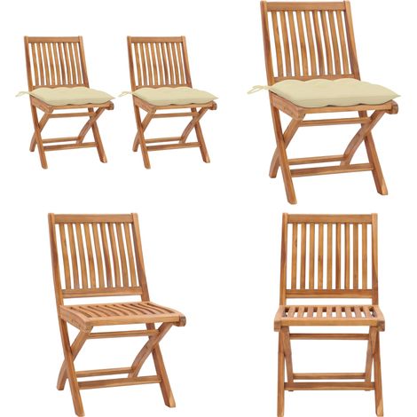 Gartenstühle 2 Stk. Mit Cremeweißen Kissen Massivholz Teak - Gartenstuhl - Gartenstühle - Home & Living (1/5)